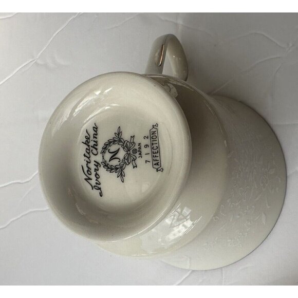 Noritake Affection Ivory 7192 Tea Cup & Saucer White on Cream Silver Trim - Picture 4 of 6